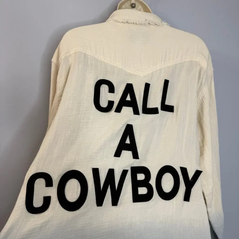 Wrangler x Lainey Wilson Gauzy Dip-Dye Western Snap Shirt Rodeo Rancho Women's L - Picture 6 of 15